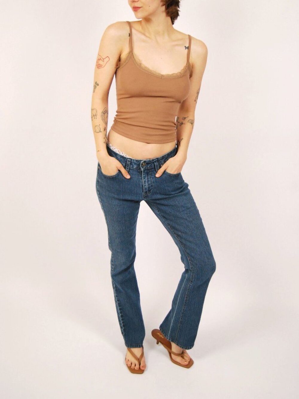 Y2K Low Rise Jeans (4) blue denim vintage womens Fantasy darkwash flare leg slim